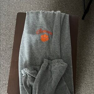 Clemson Gray Sweatpants with Orange Logo